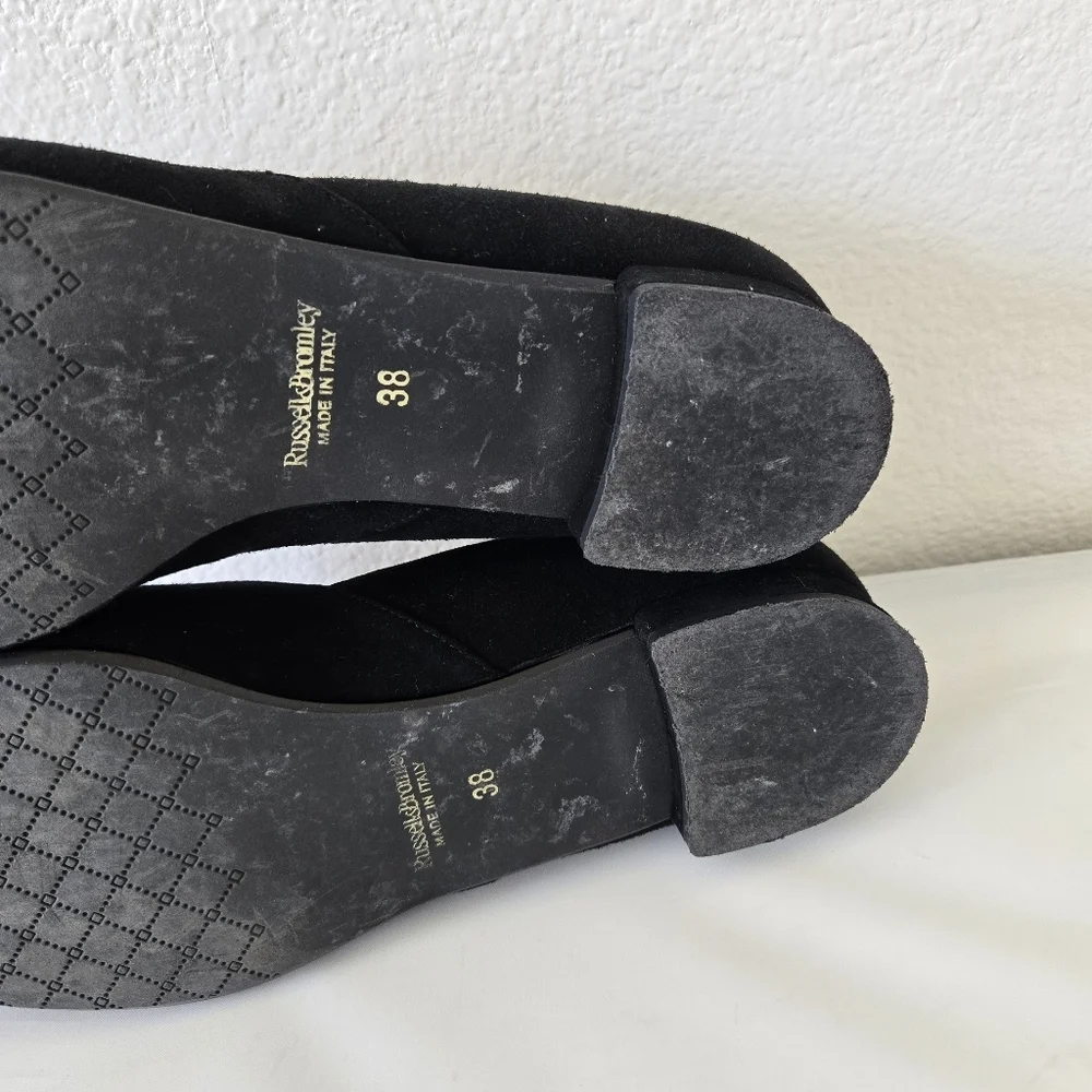 Russell & Bromley Black Suede‎ Leather Low Heel Flats Made in Italy size 38 or 8 - Picture 15 of 16